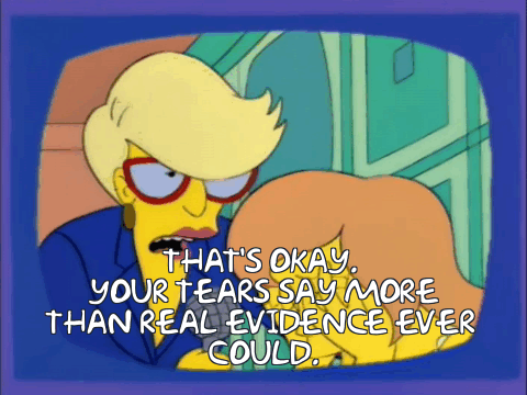 That's okay, your tears say more than real evidence ever could