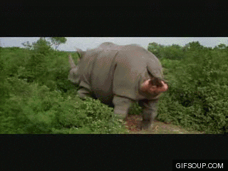 Jim Carrie exiting a Rhino during Ace Ventura Pet Detective movie