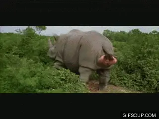 Jim Carrie exiting a Rhino during Ace Ventura Pet Detective movie