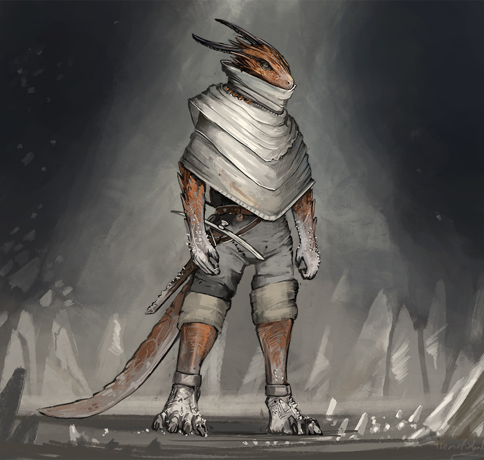 An anthro dragon who works in a salt mine, he is wearing a mask over his face, and he has salt coating his hands and his feet.